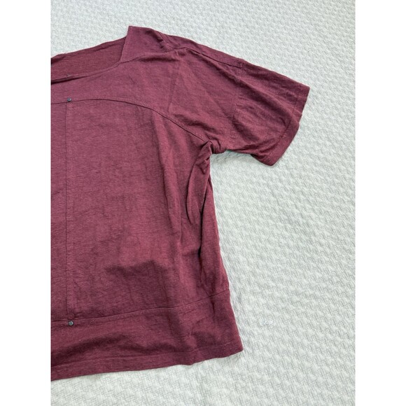 EILEEN FISHER Short Sleeve Blouse XL Organic Linen Oversized Boxy Stud Accent - Picture 4 of 14